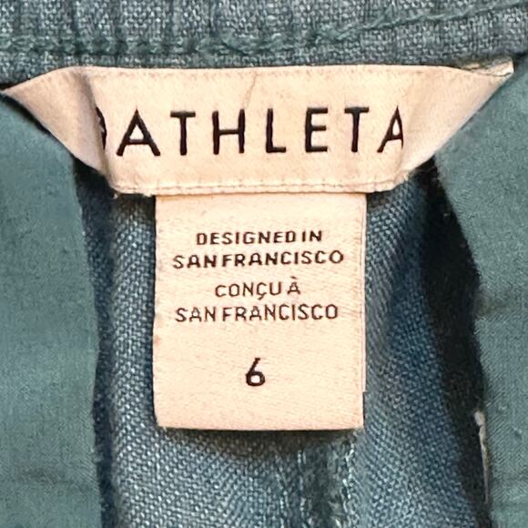 Athleta Teal 100% Linen Pants sz 6 Athleta Retreat Linen High Rise Wide Leg Pant - Picture 5 of 11